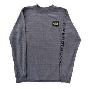 The North Face Mens Gray Long Sleeve Graphic T-Shirt Mountain Logo Mens Small